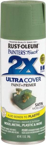 Rust-Oleum - Moss Green, Gloss, Enamel Spray Paint - 8 to 12 Sq Ft per Can, 12 oz Container - USA Tool & Supply