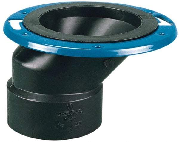 NIBCO - 4 x 3" Pipe, 5-3/8" OD, ABS Offset Adjustable Closet Flange - 180° Max Working Temp, Hub End Connections - USA Tool & Supply
