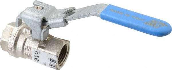 Value Collection - 3/8" Pipe, Full Port, Brass UL Listed Ball Valve - 1 Piece, Inline - One Way Flow, FNPT x FNPT Ends, Locking Lever Handle, 600 WOG - USA Tool & Supply