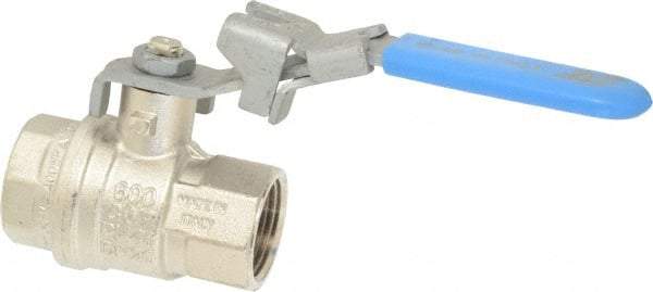 Value Collection - 3/4" Pipe, Full Port, Brass UL Listed Ball Valve - 1 Piece, Inline - One Way Flow, FNPT x FNPT Ends, Locking Lever Handle, 600 WOG - USA Tool & Supply
