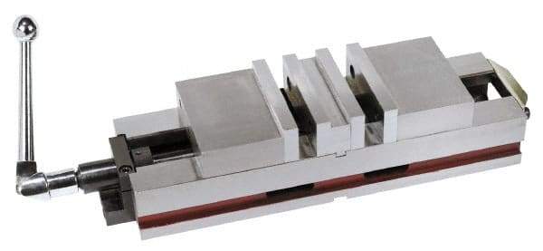 Interstate - 6-1/4" Jaw Width, 4" Jaw Opening Capacity, Horizontal Stationary Machine Vise - Manual Operation, 6,600 Lb Capacity, 2 Stations, 28-3/4" Long x 200mm High x 2" Deep, 2" Jaw Height, Cast Iron - USA Tool & Supply