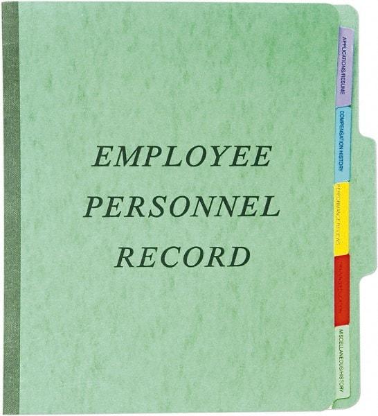 Pendaflex - 8-1/2 x 11", Letter Size, Green, Personnel File Folder - 11 Point Stock, 1/3 Tab Cut Location - USA Tool & Supply