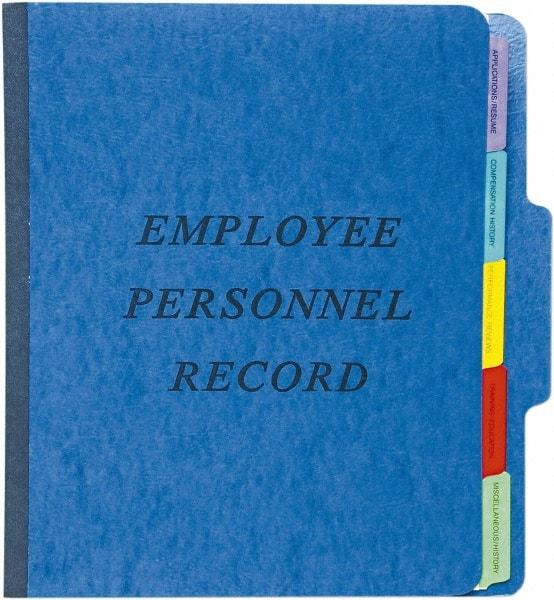 Pendaflex - 8-1/2 x 11", Letter Size, Blue, Personnel File Folder - 11 Point Stock, 1/3 Tab Cut Location - USA Tool & Supply