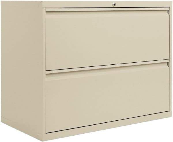 ALERA - 36" Wide x 29" High x 19-1/4" Deep, 2 Drawer Lateral File with Lock - Steel, Putty - USA Tool & Supply