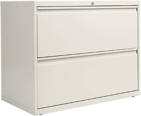 ALERA - 36" Wide x 29" High x 19-1/4" Deep, 2 Drawer Lateral File with Lock - Steel, Light Gray - USA Tool & Supply
