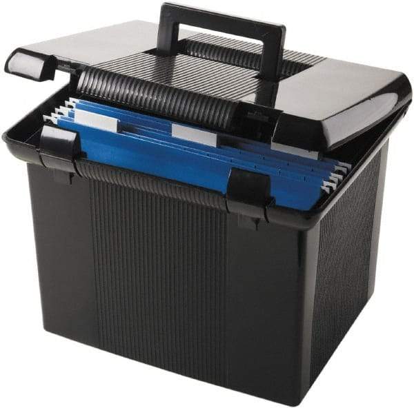 Pendaflex - 1 Compartment, 13-7/8 Inch Wide x 14 Inch Deep x 11-1/8 Inch High, Portable Storage Box - Plastic, Black - USA Tool & Supply