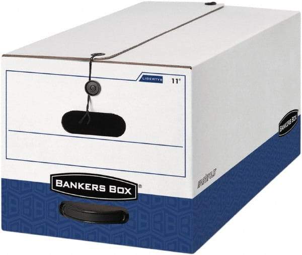 BANKERS BOX - 1 Compartment, 15 Inch Wide x 24 Inch Deep x 10 Inch High, File Storage Box - 1 Ply Side, 2 Ply Bottom, 2 Ply End, White and Blue - USA Tool & Supply
