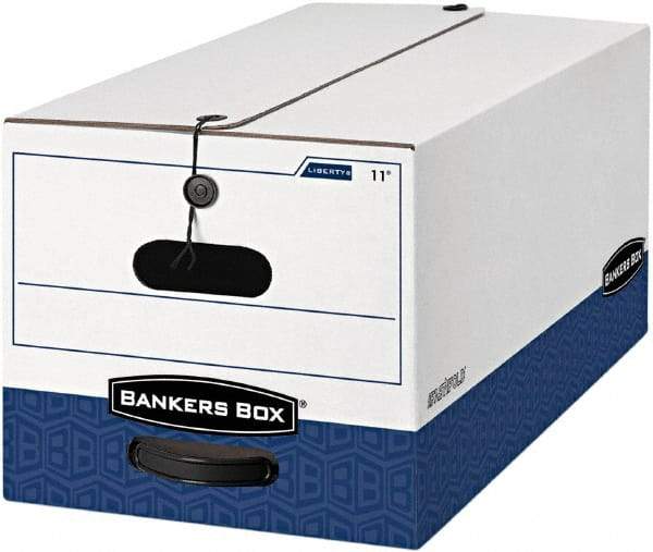 BANKERS BOX - 1 Compartment, 12 Inch Wide x 24 Inch Deep x 10 Inch High, File Storage Box - 1 Ply Side, 2 Ply Bottom, 2 Ply End, White and Blue - USA Tool & Supply