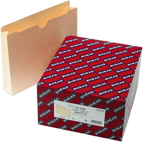 Samsill - 8-1/2 x 11", Letter Size, Manila, File Jacket/Sleeve/Wallet with Expanding Jacket - 11 Point Stock, Straight Tab Cut Location - USA Tool & Supply