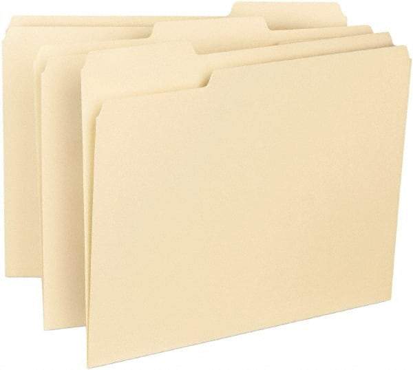 Samsill - 8-1/2 x 11", Letter Size, Manila, File Folders with Top Tab - 11 Point Stock, 1/3 Tab Cut Location - USA Tool & Supply