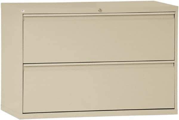 ALERA - 42" Wide x 29" High x 19-1/4" Deep, 2 Drawer Lateral File with Lock - Steel, Putty - USA Tool & Supply