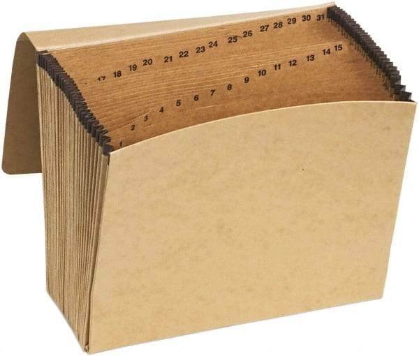 Pendaflex - 8-1/2 x 11", Letter Size, Brown, Expandable File Folders with Elastic Cord Closure - 11 Point Stock - USA Tool & Supply