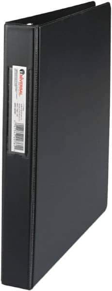 UNIVERSAL - 1" Sheet Capacity, 11 x 8-1/2", Non-View Ring Binder - Suede Finish Vinyl, Black - USA Tool & Supply