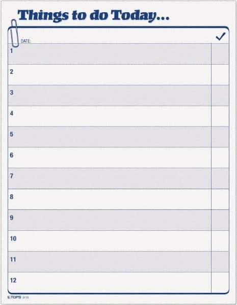 TOPS - 100 Sheet, 8-1/2 x 11", Daily Agenda - White - USA Tool & Supply