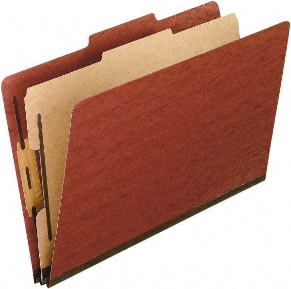 Pendaflex - 8-1/2 x 14", Legal, Red, Classification Folders with Top Tab Fastener - 11 Point Stock, 2/5 Tab Cut Location - USA Tool & Supply