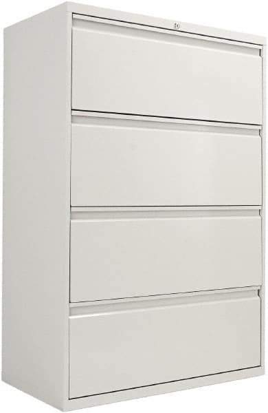 ALERA - 36" Wide x 54" High x 19-1/4" Deep, 4 Drawer Lateral File with Lock - Steel, Light Gray - USA Tool & Supply