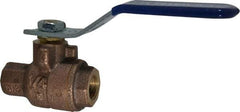 NIBCO - 1/4" Pipe, Full Port, Bronze Standard Ball Valve - 2 Piece, Inline - One Way Flow, FNPT x FNPT Ends, Lever Handle, 600 WOG, 150 WSP - USA Tool & Supply