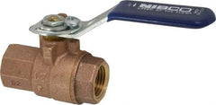 NIBCO - 1/2" Pipe, Full Port, Bronze Standard Ball Valve - 2 Piece, Inline - One Way Flow, FNPT x FNPT Ends, Lever with Memory Stop Handle, 600 WOG, 150 WSP - USA Tool & Supply
