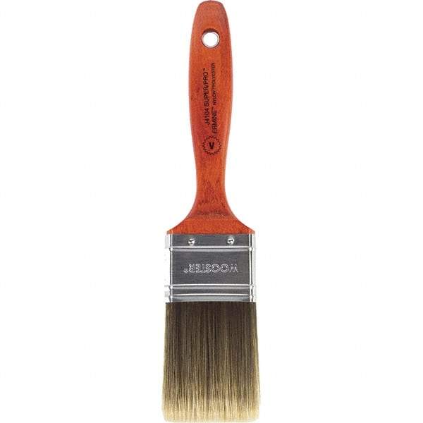 Wooster Brush - 2" Flat Nylon/Polyester Varnish Brush - 2-11/16" Bristle Length, 5-1/2" Wood Beavertail Handle - USA Tool & Supply