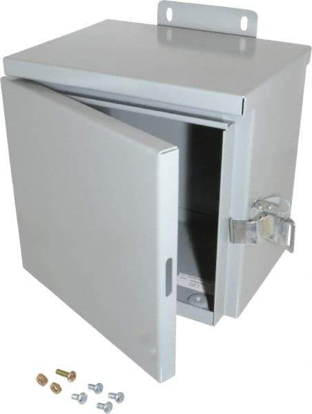 Cooper B-Line - Steel Junction Box Enclosure Hinge Flat Cover - NEMA 3R, 8" Wide x 8" High x 6" Deep, Rainproof - USA Tool & Supply
