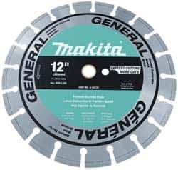 Makita - 14" Diam, 20mm Arbor Hole Diam, Wet & Dry Cut Saw Blade - Diamond-Tipped, Standard Round Arbor - USA Tool & Supply