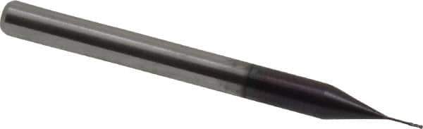 Accupro - 0.015", 0.045" LOC, 1/8" Shank Diam, 1-1/2" OAL, 4 Flute, Solid Carbide Square End Mill - Single End, AlTiN Finish, Spiral Flute, 30° Helix, Centercutting - USA Tool & Supply