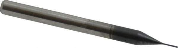 Accupro - 0.01" Diam, 0.03" LOC, 4 Flute Solid Carbide Ball End Mill - AlTiN Finish, Single End, 2-1/2" OAL, 1/8" Shank Diam, Spiral Flute - USA Tool & Supply
