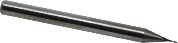 Accupro - 0.015", 2 Flute, Single End, Solid Carbide, 0.003" Corner Radius End Mill - 1-1/2" OAL, 30° Helix, Right Hand Flute, 0.045" LOC, Right Hand Cut - USA Tool & Supply