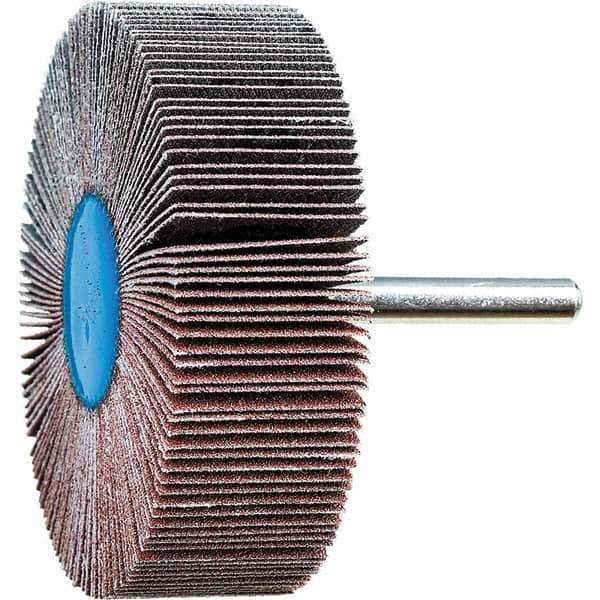 PFERD - 3" Diam x 1" Face Width, Aluminum Oxide Coated Mounted Flap Wheel - 1/4" Shank Mount, 120 Grit, 20,000 Max RPM - USA Tool & Supply