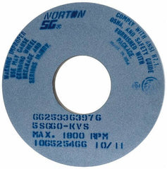 Norton - 14" Diam x 5" Hole x 1" Thick, K Hardness, 60 Grit Surface Grinding Wheel - Ceramic, Type 1, Medium Grade, 1,800 Max RPM, Vitrified Bond, No Recess - USA Tool & Supply