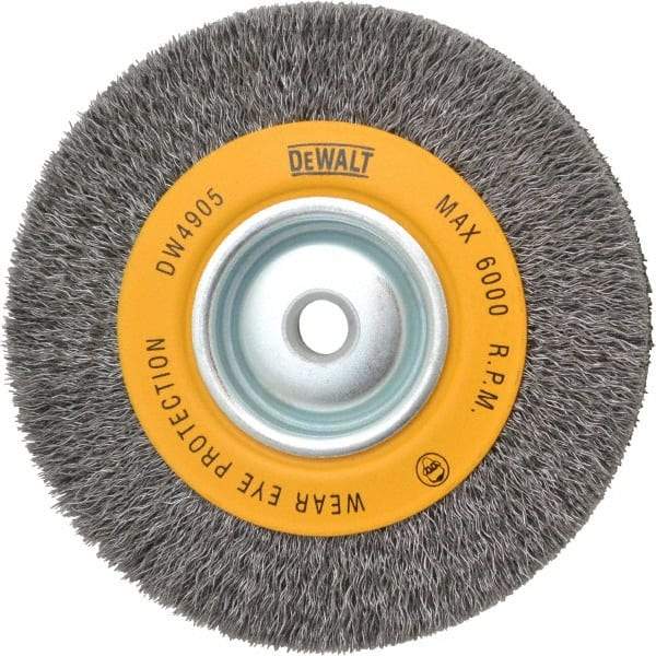DeWALT - 6" OD, 5/8" Arbor Hole, Crimped Steel Wheel Brush - 1" Face Width, 0.014" Filament Diam, 6,000 RPM - USA Tool & Supply