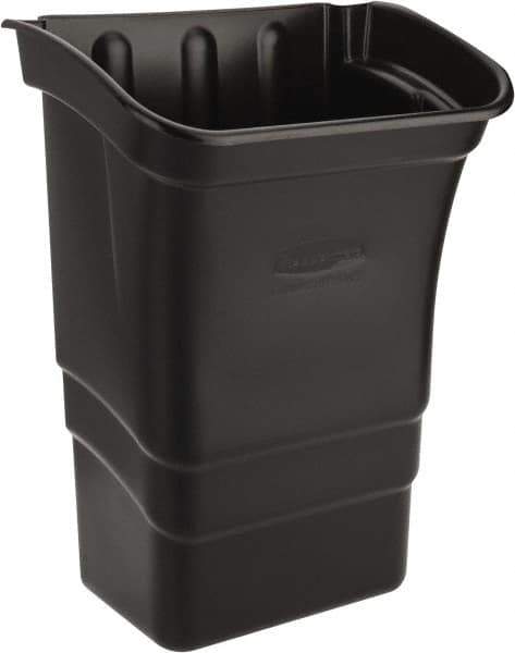 Rubbermaid - 8 Gal Black Rectangle Trash Can - Polyethylene, 22" High x 12" Long x 17" Wide - USA Tool & Supply