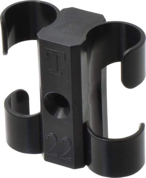 Midwest Control - 7/8 to 1 Hose OD, Multitube Holder - Black, 2 Slots, 2.4" OAL, 1/4" Mounting Hole, For Use With Tubes, Wires, Hose & Pipe - USA Tool & Supply