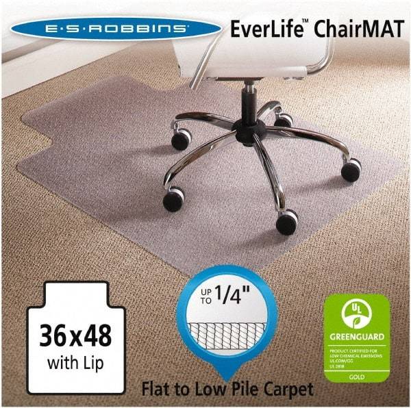 ES Robbins - 48" Long x 36" Wide, Chair Mat - Single Lip, Beveled Edge Style - USA Tool & Supply