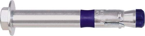 Powers Fasteners - 5/8" Diam, 5/8" Drill, 5" OAL, 1-5/8" Min Embedment Sleeve Concrete Anchor - Grade 8 Carbon Steel, Zinc-Plated Finish, Hex Head, Hex Drive - USA Tool & Supply
