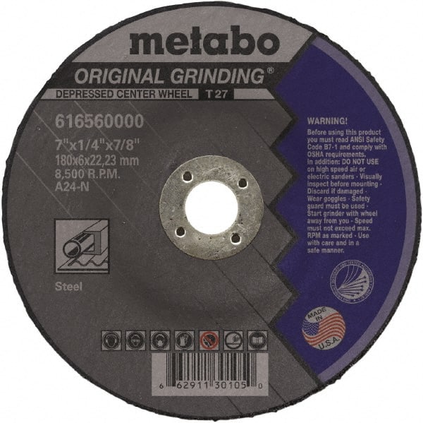 Metabo - Depressed-Center Wheels Wheel Diameter (Inch): 4-1/2 Wheel Thickness (Decimal Inch): 0.2500 - USA Tool & Supply