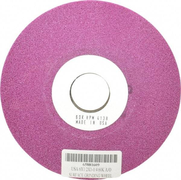 Grier Abrasives - 6" Diam, 1-1/4" Hole Size, 1/2" Overall Thickness, 60 Grit, Type 12 Tool & Cutter Grinding Wheel - Medium Grade, Aluminum Oxide, K Hardness, Vitrified Bond, 4,138 RPM - USA Tool & Supply