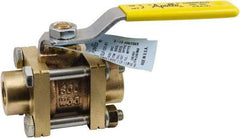Conbraco - 1-1/4" Pipe, Full Port, Lead Free Bronze Full Port Ball Valve - 3 Piece, Female NPT Ends, Lever Handle, 600 WOG, 150 WSP - USA Tool & Supply
