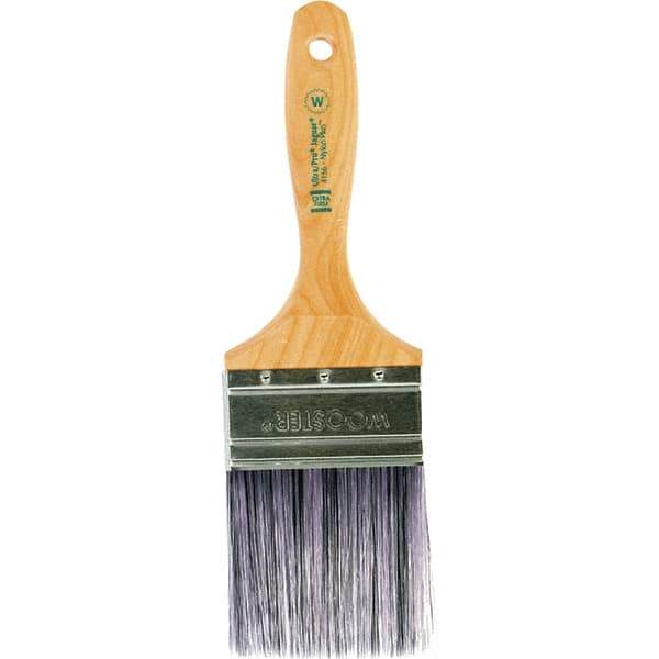 Wooster Brush - 3" Flat Synthetic Wall Brush - 3-7/16" Bristle Length, 6-1/4" Maple Beavertail Handle - USA Tool & Supply