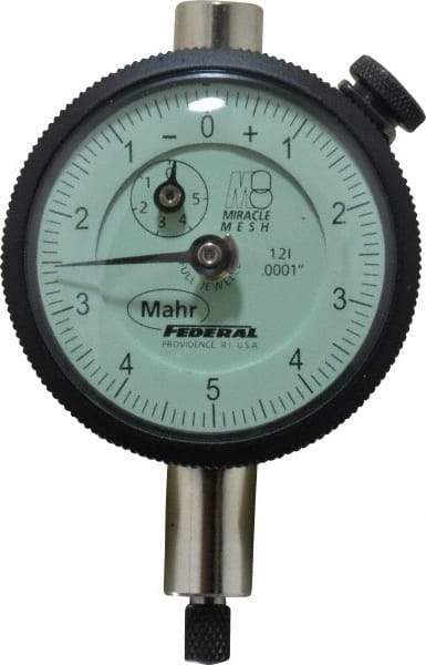 Mahr - 0.025" Range, 0-10-0 Dial Reading, 0.0001" Graduation Dial Drop Indicator - 1-3/4" Dial, 0.01" Range per Revolution, 0.0001" Accuracy, Revolution Counter - USA Tool & Supply