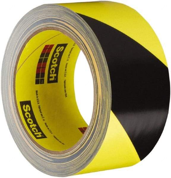3M - Black & Yellow Striped Anti-Slip Vinyl Tape - 48" Wide x 108' Long, General Traffic - USA Tool & Supply