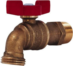Legend Valve - 1/2" Pipe, 1/2" Tube, Aluminum Hose Bib Drain Cock & Shutoff Valve - 1/2 MNPT Thread, 125 Max psi, 2-29/64" Long - USA Tool & Supply