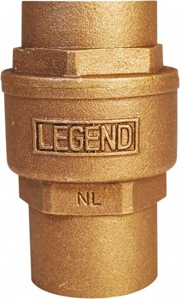 Legend Valve - 2" Lead Free Bronze Check Valve - Inline, C x C Sweat, 250 WOG - USA Tool & Supply