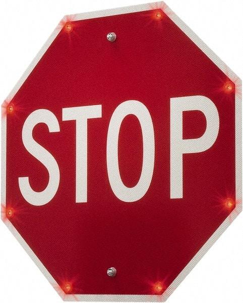 TAPCO - "Stop", 30" Wide x 30" High, Metal Stop & Yield Signs - White on Red, Diamond Grade Reflectivity, Octagon, Post Mount - USA Tool & Supply