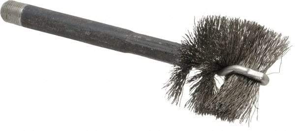 Red Head - 1-1/2" Long x 1-5/8" Diam Steel Wire Brush - Single Spiral, 1" Anchor Size, 5-1/4" OAL, 1-1/8" Shank Diam - USA Tool & Supply