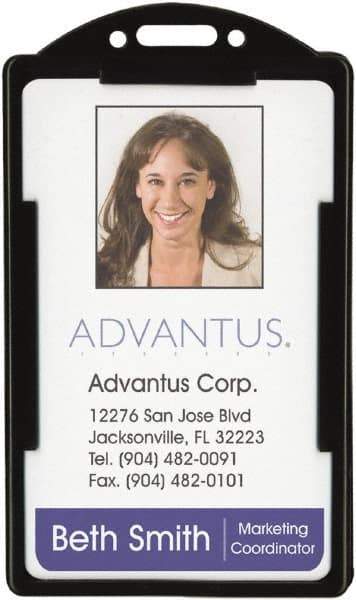 ADVANTUS - Clip-On Badge Holder - Black - USA Tool & Supply