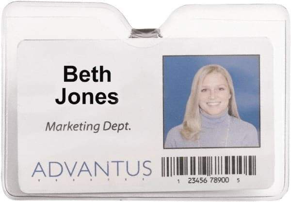 ADVANTUS - Clip-On Badge Holder - Clear - USA Tool & Supply