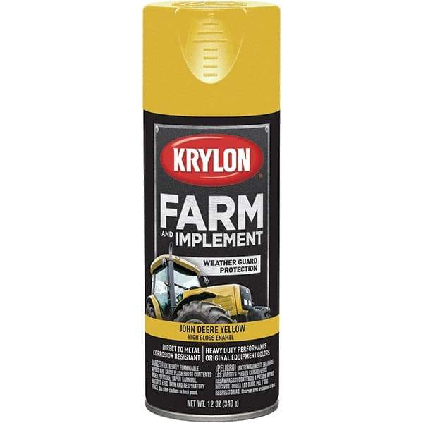 Krylon - Yellow (John Deere), 12 oz Net Fill, Gloss, Farm & Equipment Spray Paint - 12 oz Container, Use on Equipment - USA Tool & Supply