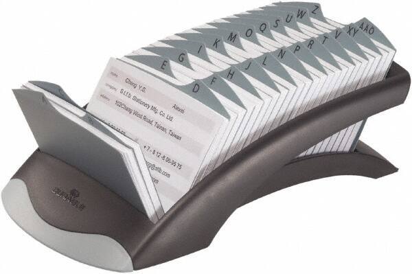 DURABLE - Graphite & Black Open Tray Address Card File - Plastic - USA Tool & Supply
