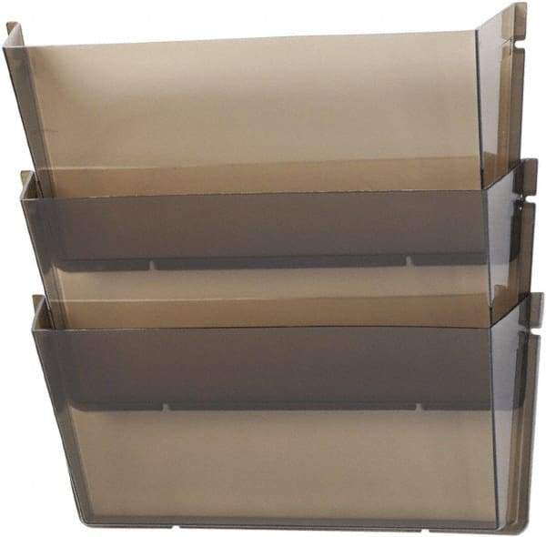 Deflect-o - 14-1/2" Wide x 6-1/2" High x 3" Deep Plastic Wall File - 3 Compartments, Smoke - USA Tool & Supply